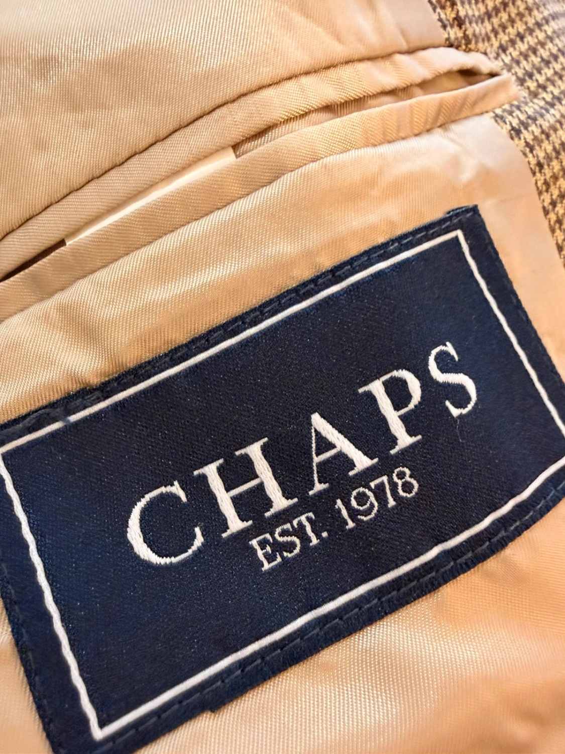 Blazer Chaps 48L/XXL - Quadri Marrone/Beige - Seta & Lana