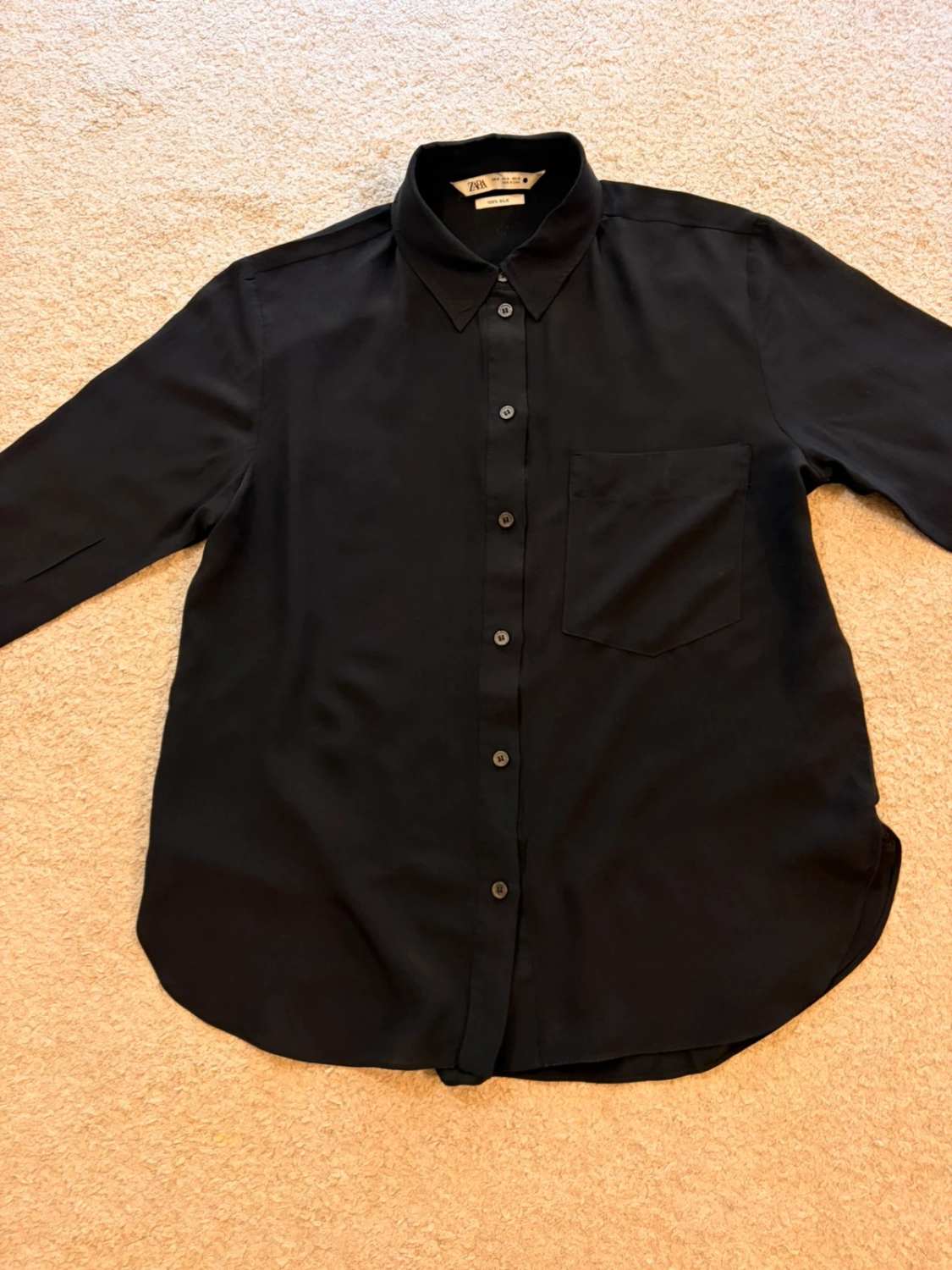 👚 Blouse Zara - Soie - Noir - Transparente - Femme (M)