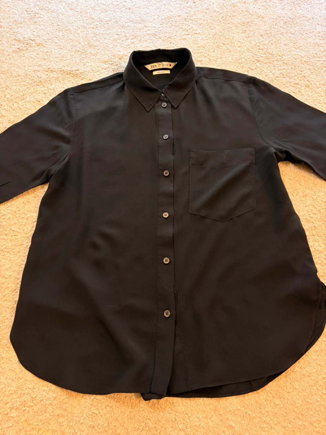 👚 Blouse Zara - Soie - Noir - Transparente - Femme (M)