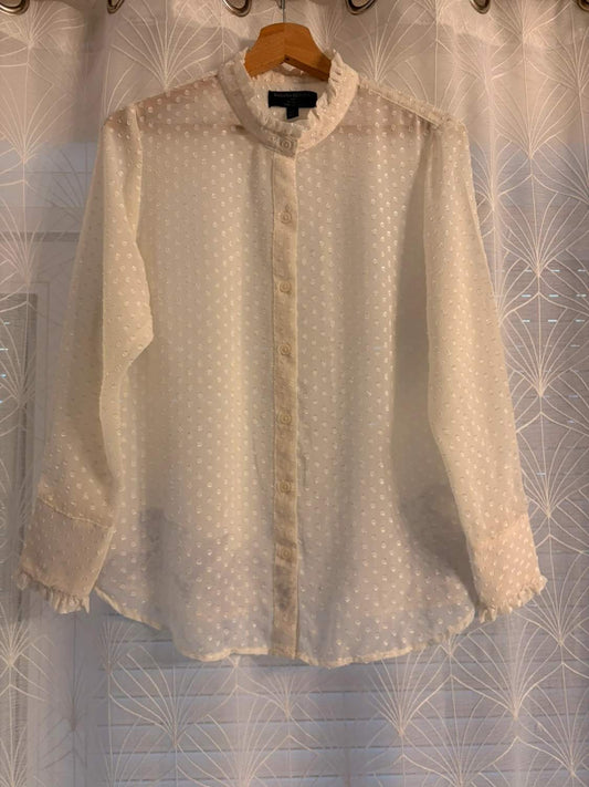 👚 Blusa Banana Republic - Creme - Transparente - Mulher (M)