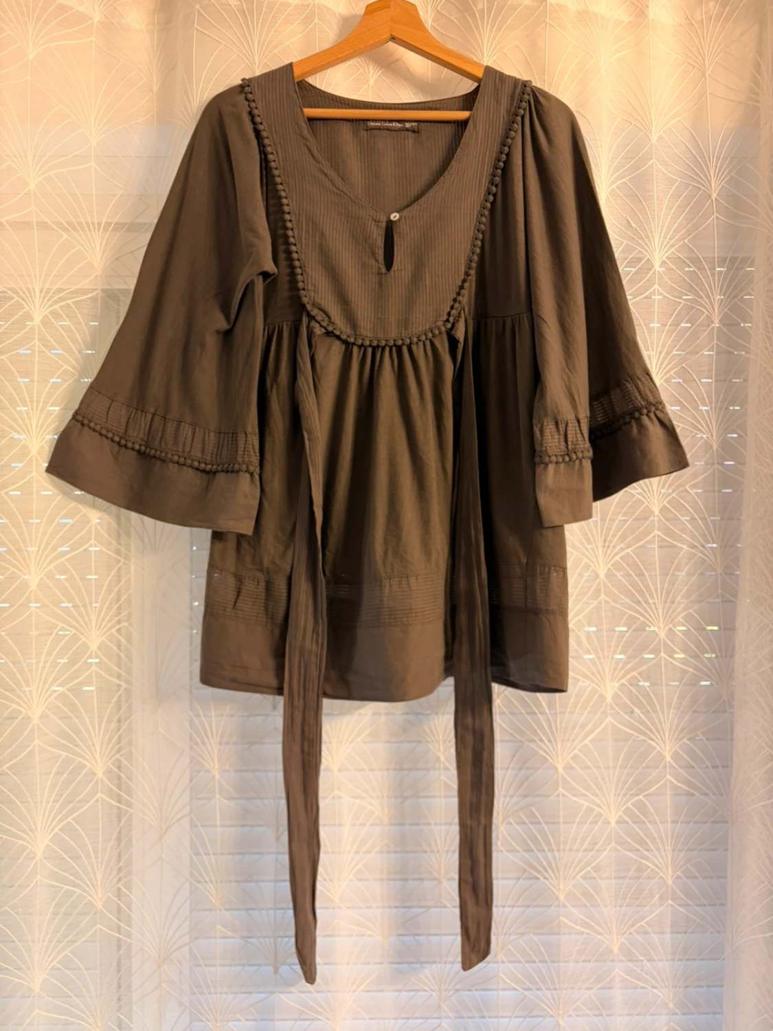 👚 Blouse Zara - Gris - Coton Bio - Femme (L)