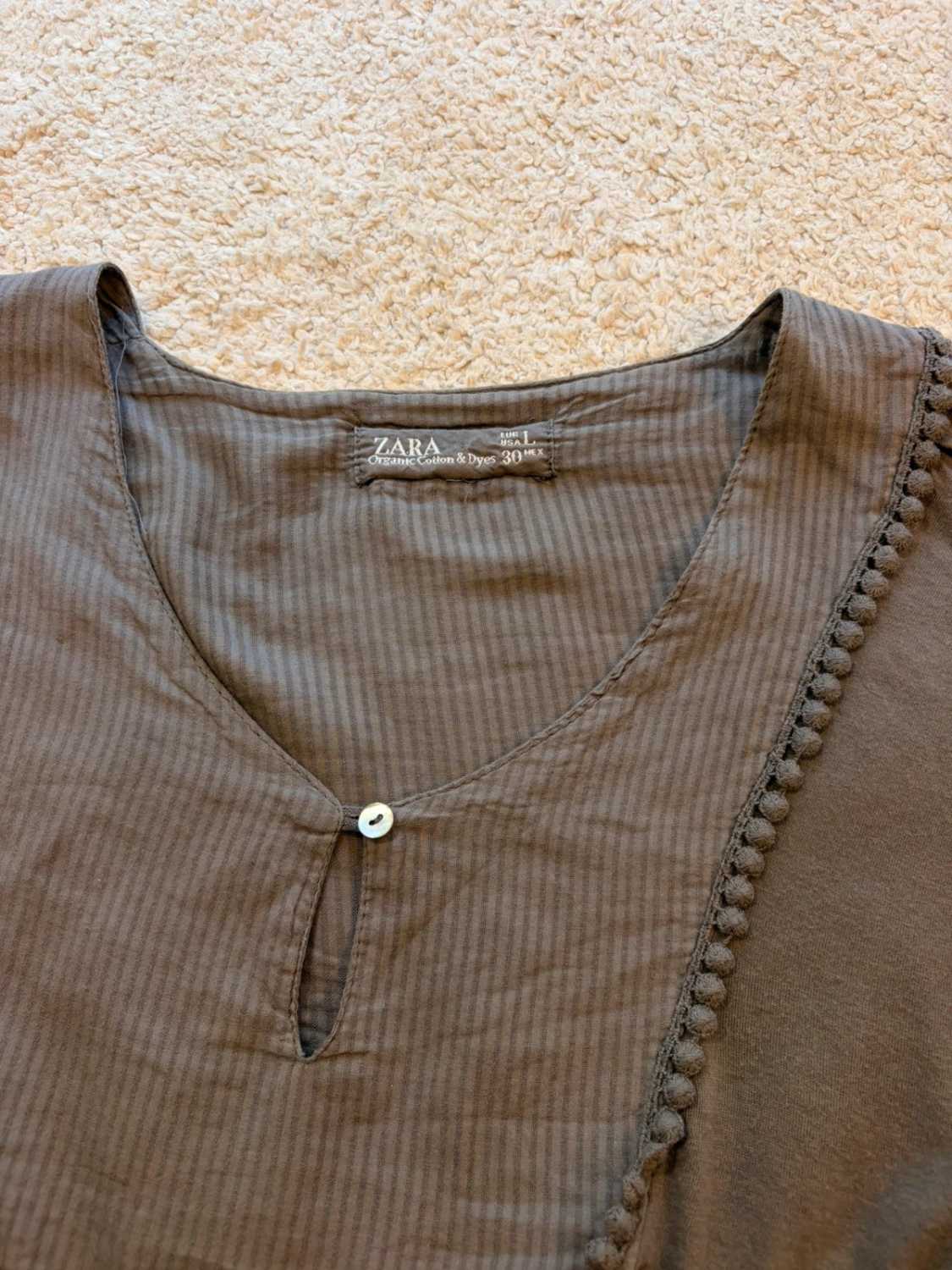👚 Blouse Zara - Gris - Coton Bio - Femme (L)