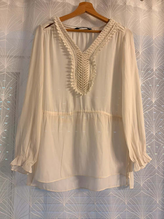 👚 Zara Basic Blouse - Cream - Transparent - Women (XS)