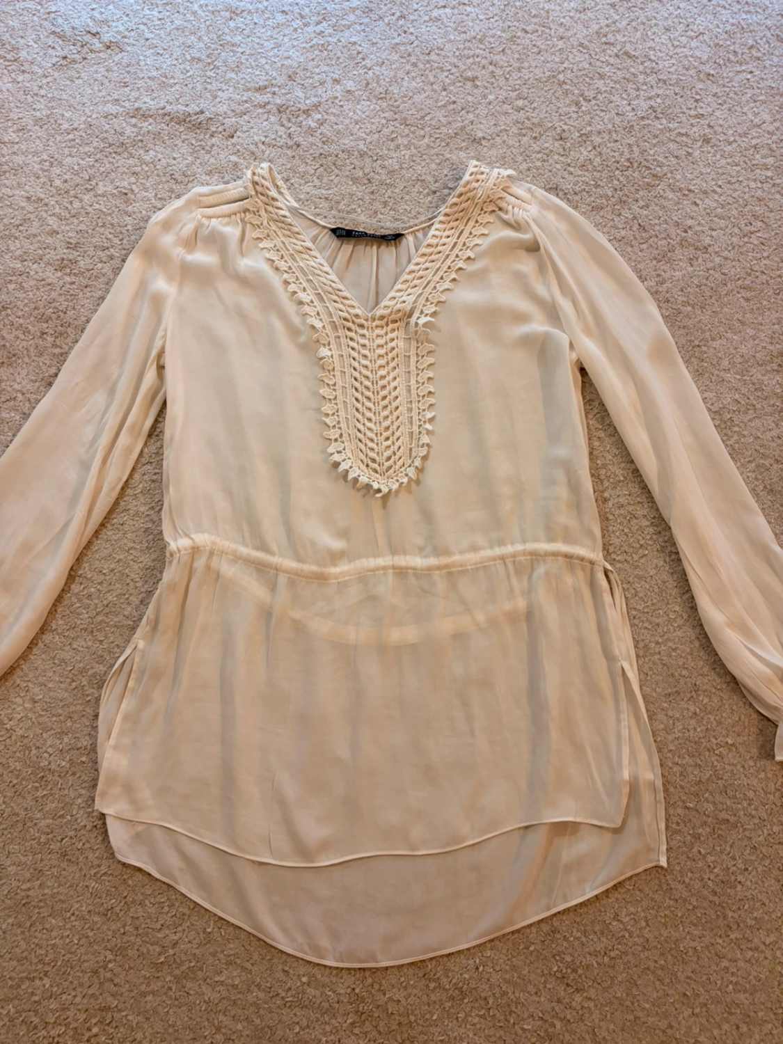 👚 Blouse Zara Basic - Crème - Transparente - Femme (XS)