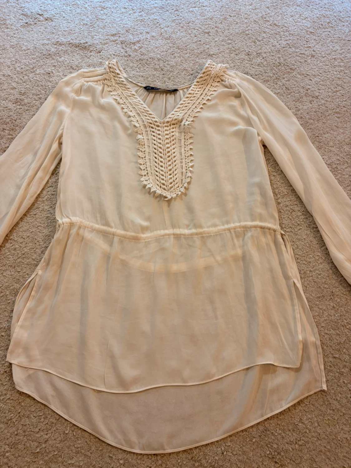 👚 Blouse Zara Basic - Crème - Transparente - Femme (XS)
