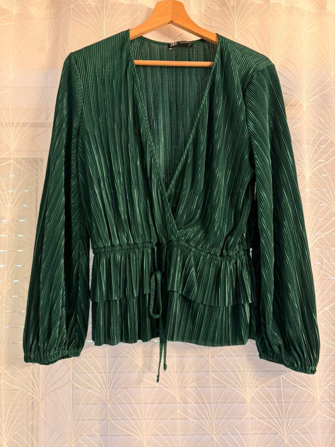 👚 Blouse Zara - Vert Foncé - Col V - Femme (M)