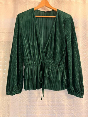 👚 Blouse Zara - Vert Foncé - Col V - Femme (M)