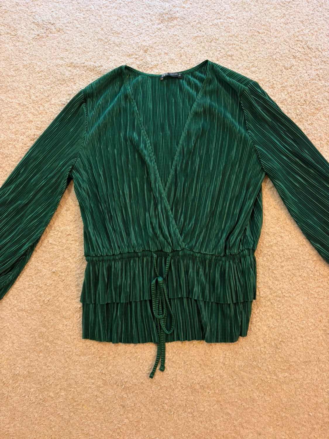👚 Blouse Zara - Vert Foncé - Col V - Femme (M)