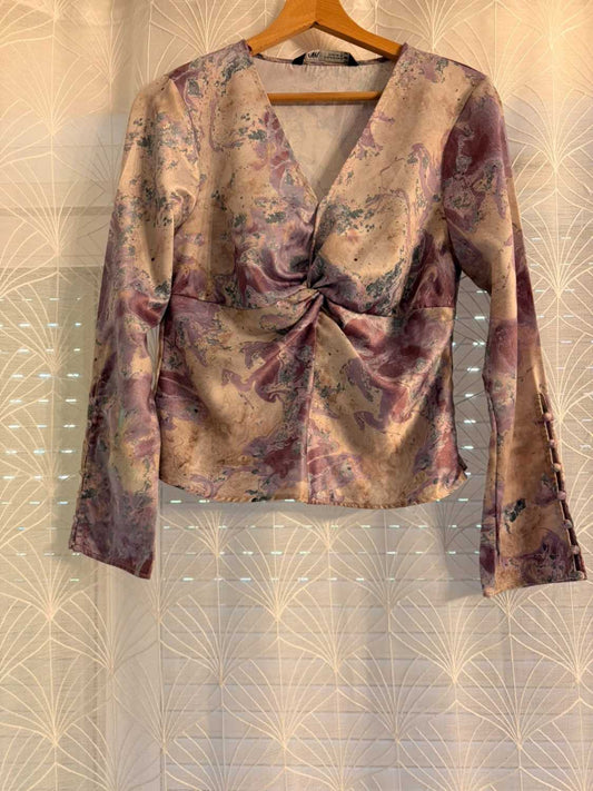 👚 Blusa Zara - Multicolore - Scollo a V - Donna (S)