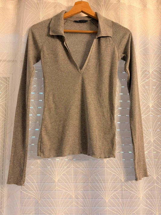 👚 Blusa Zara - Grigio - Scollo a V - Donna (S)