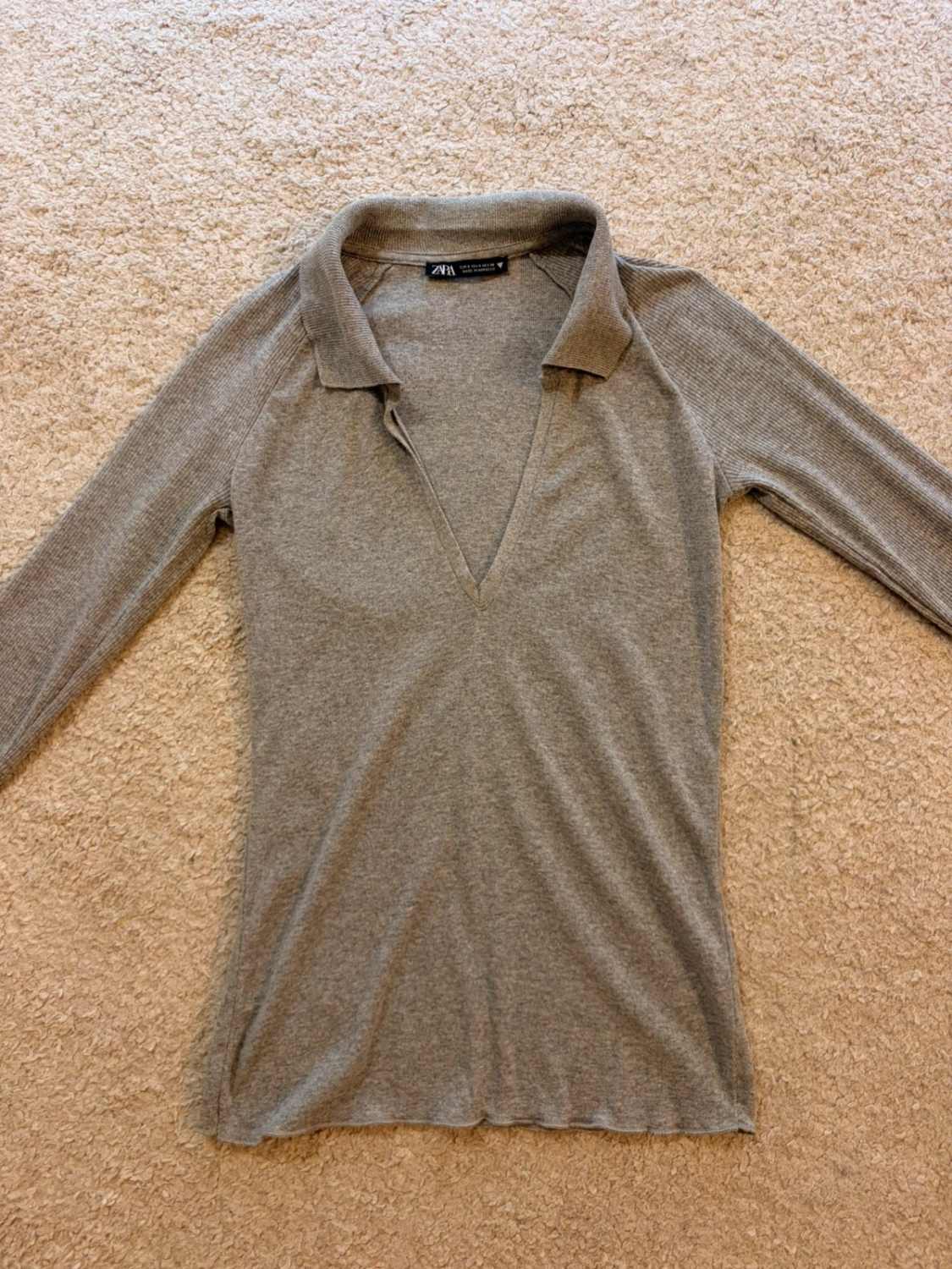 👚 Blouse Zara - Gris - Col V - Femme (S)
