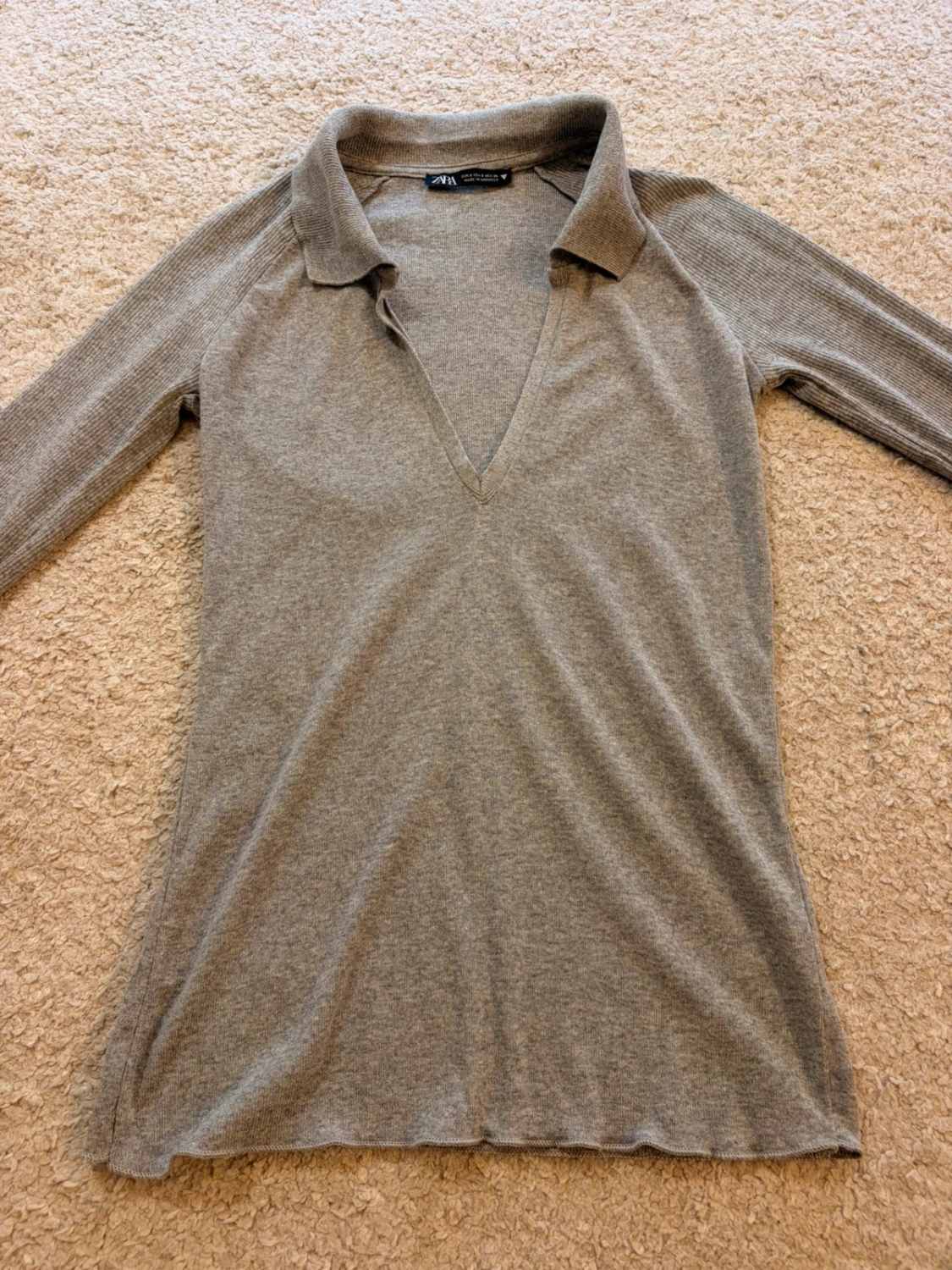 👚 Blouse Zara - Gris - Col V - Femme (S)