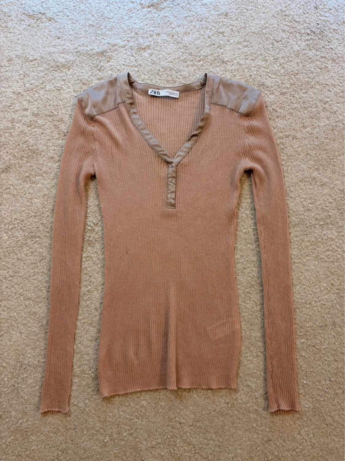 👚 Top Zara - Beige - Col V - Femme (M)