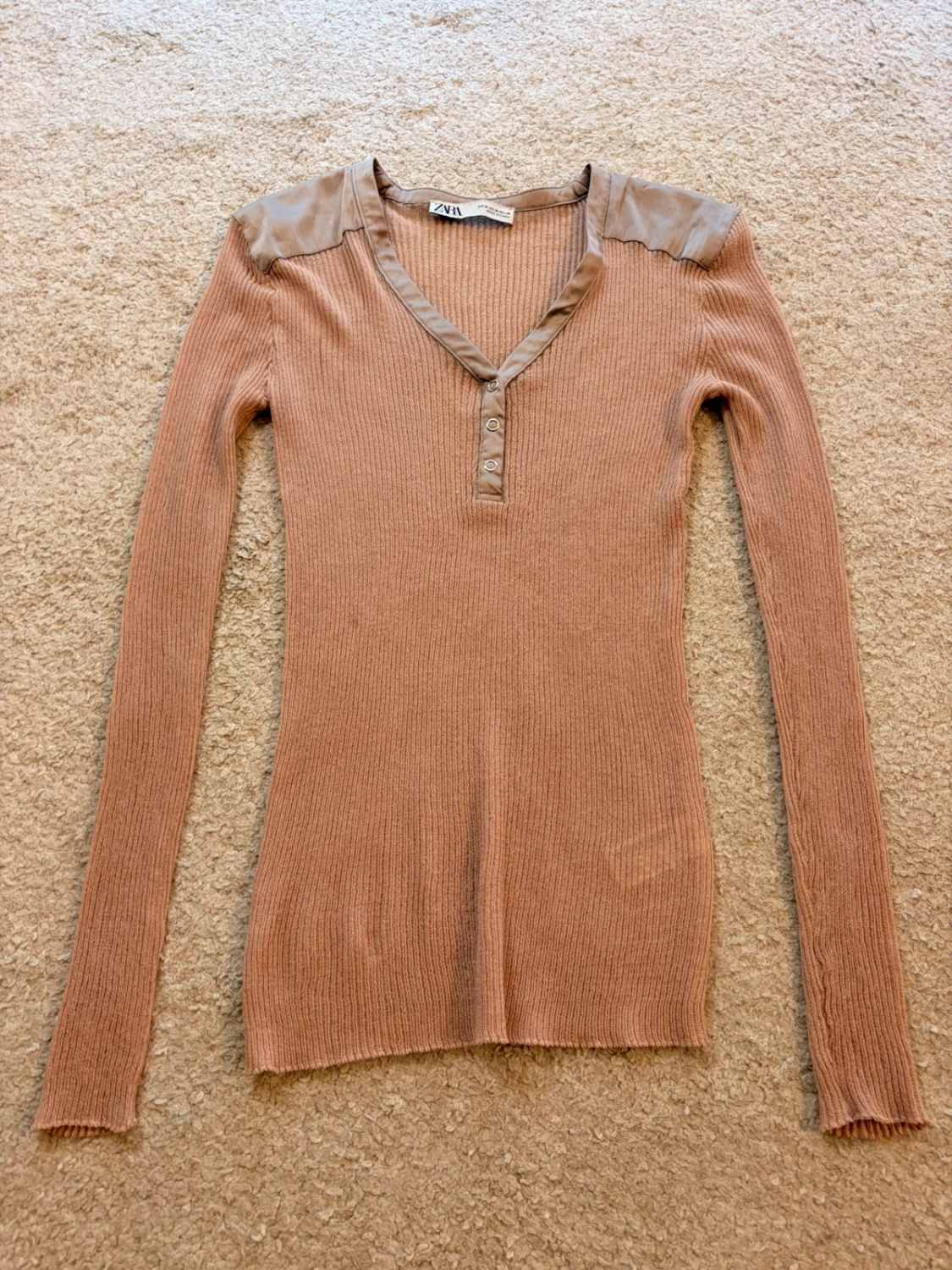 👚 Top Zara - Beige - Col V - Femme (M)