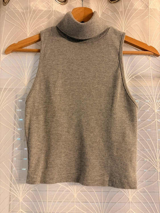 Top Dolcevita Zara Grigio Senza Maniche Donna - Taglia M | Seconda Mano