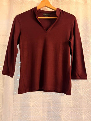 👚 Top Zara - Bordeaux - Col V - Femme (M)