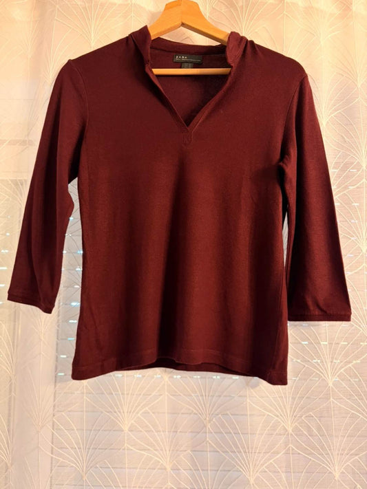 👚 Top Zara - Bordeaux - Scollo a V - Donna (M)