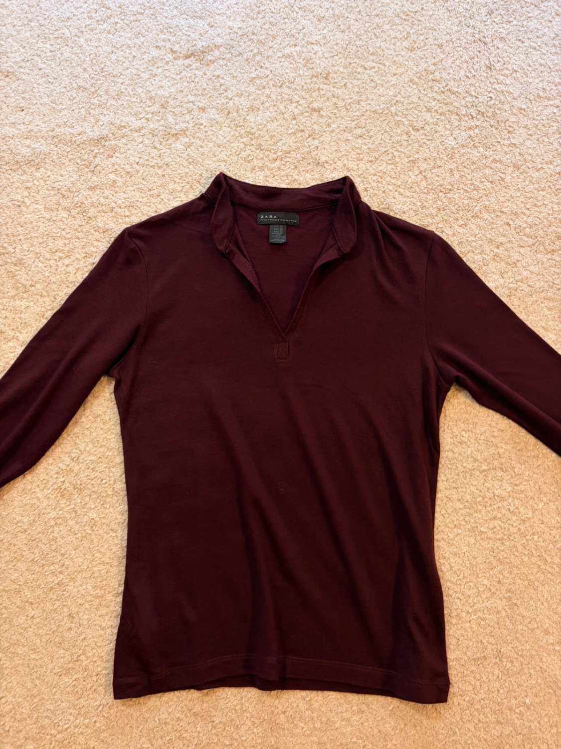 👚 Top Zara - Bordeaux - Col V - Femme (M)