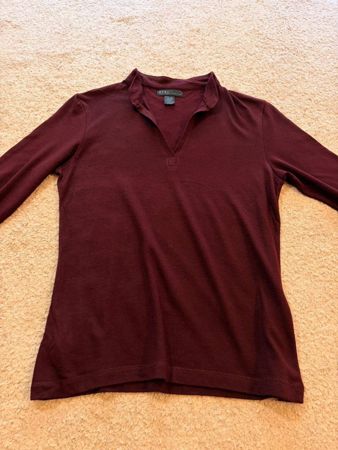 👚 Top Zara - Bordeaux - Col V - Femme (M)