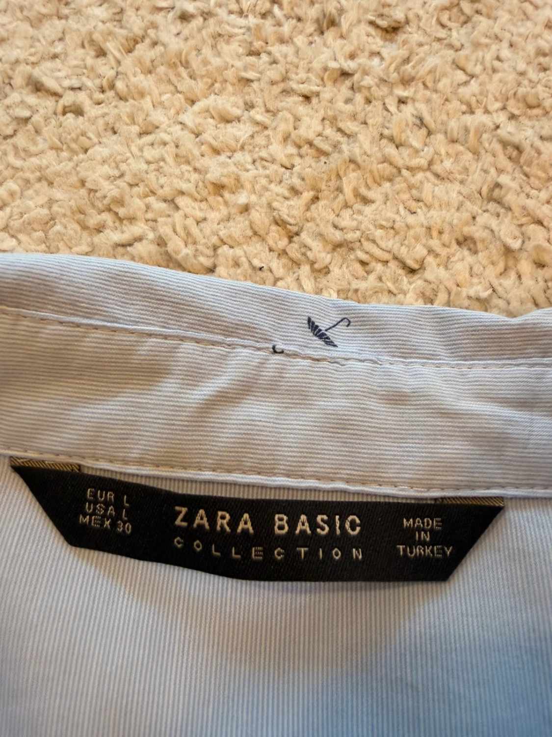 👕 Zara Basic Shirt - Striped - Umbrella Patterns - Women (L)