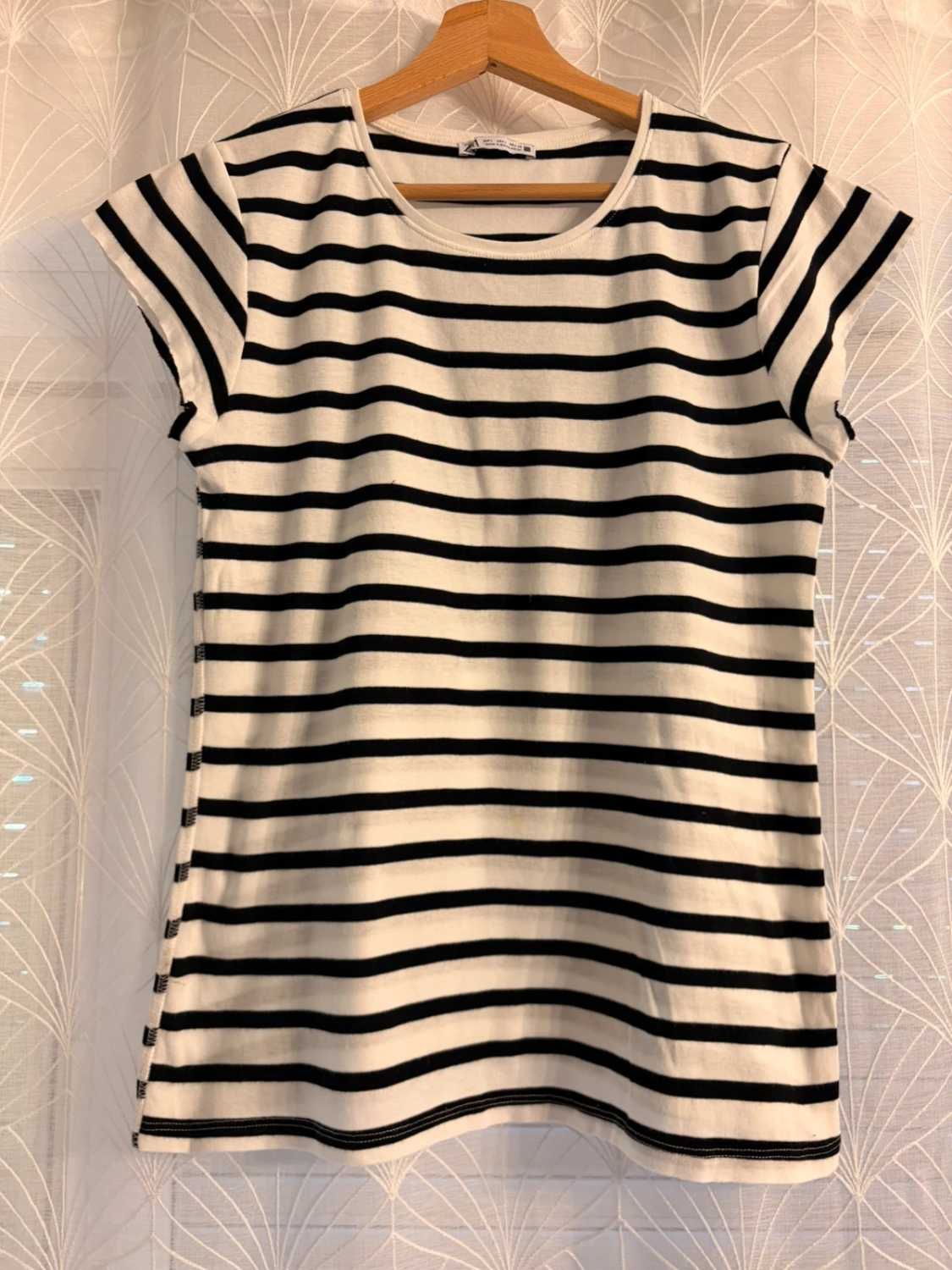 👕 T-shirt Zara Rayé - Noir & Blanc - Femme (L)