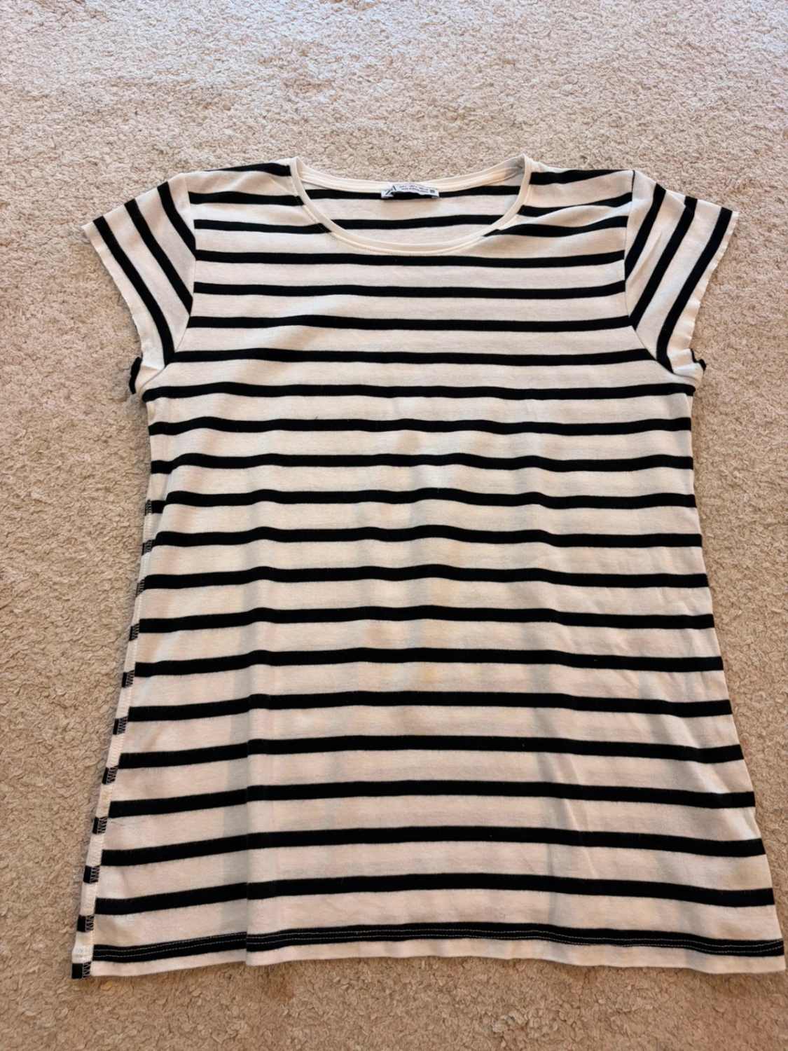 👕 T-shirt Zara Rayé - Noir & Blanc - Femme (L)