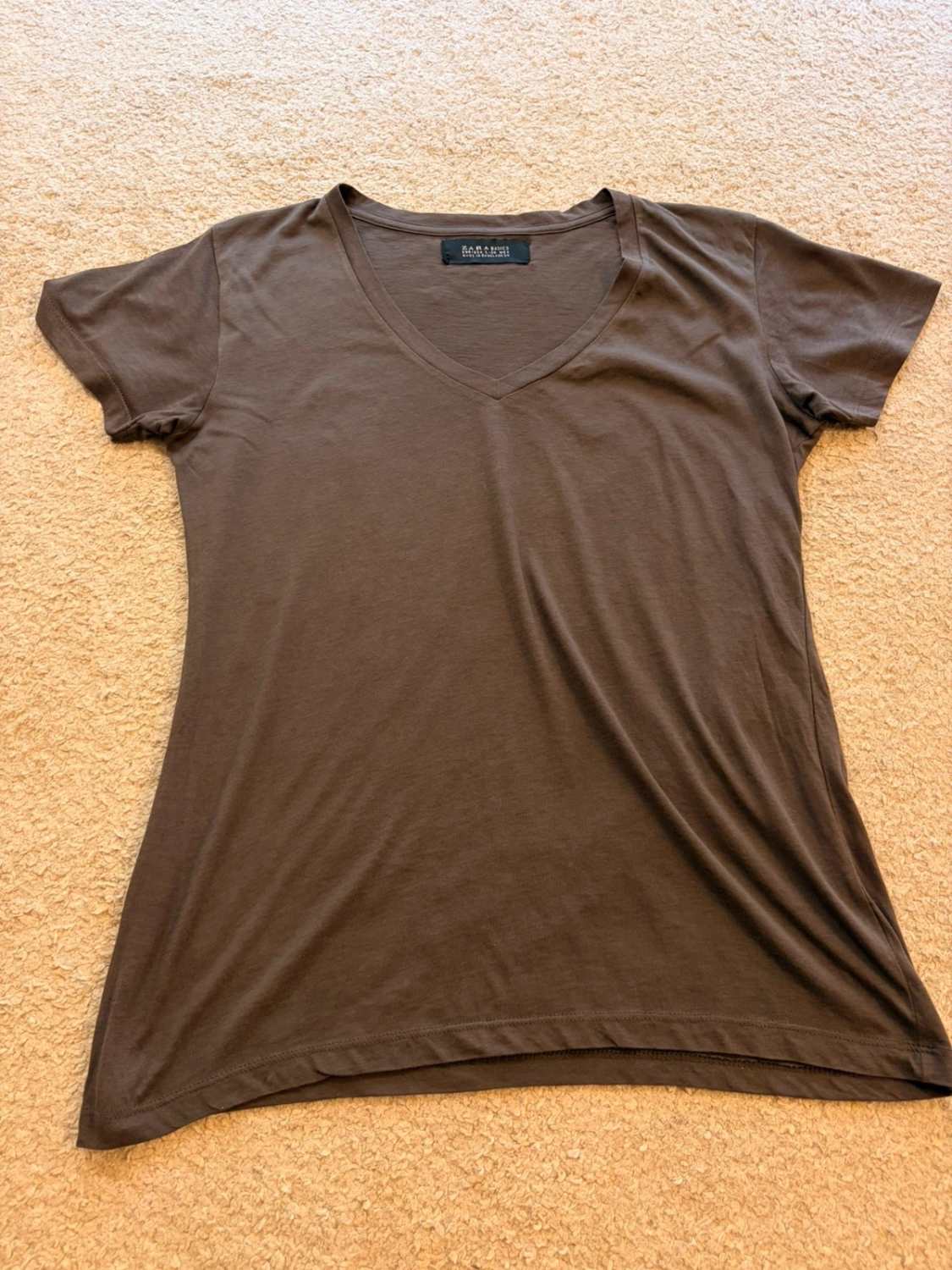 👕 T-shirt Zara Basic - Gris Foncé - Femme (L)