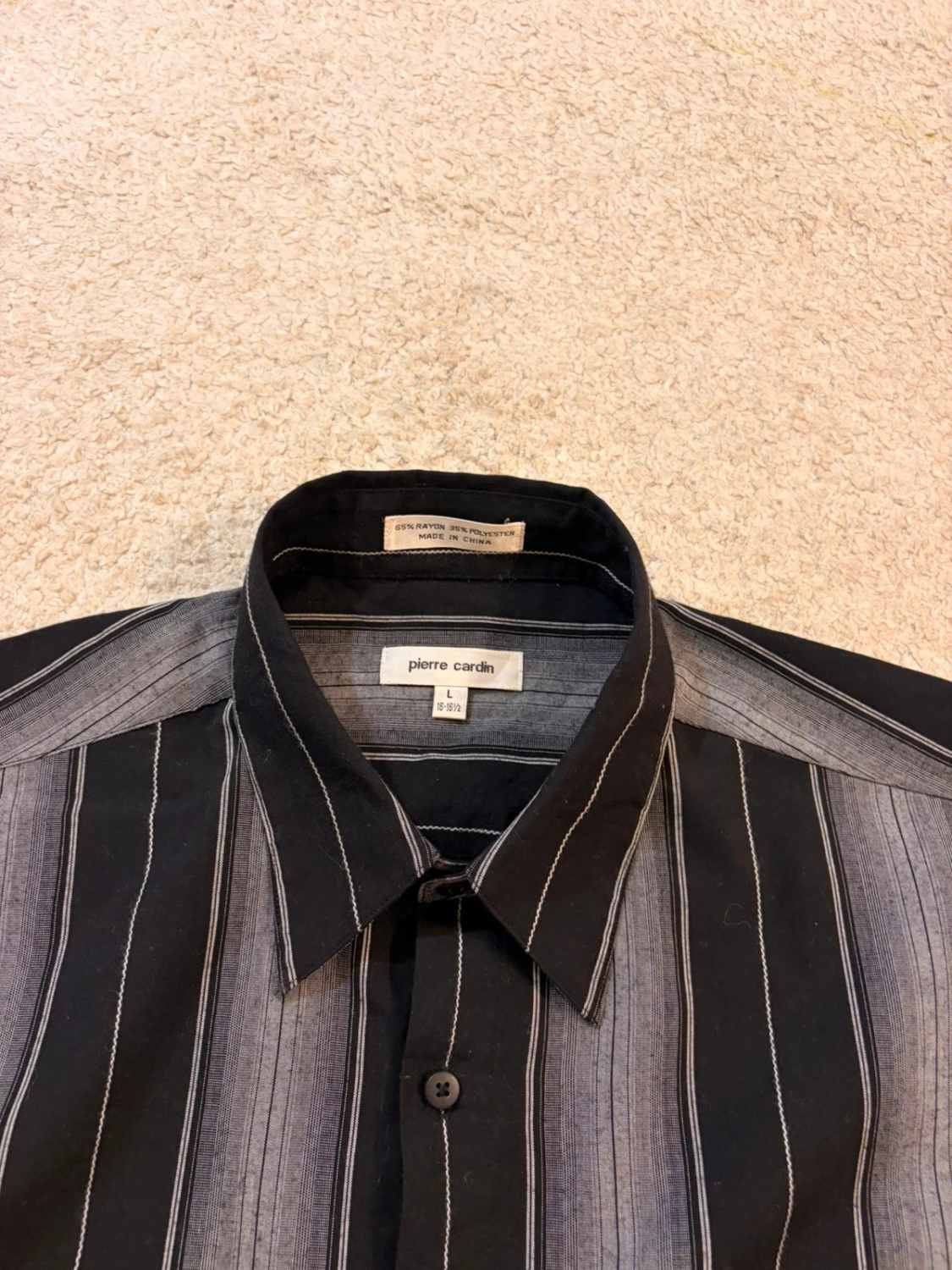 Chemise Pierre Cardin à Rayures - Noir & Gris - Homme (L)