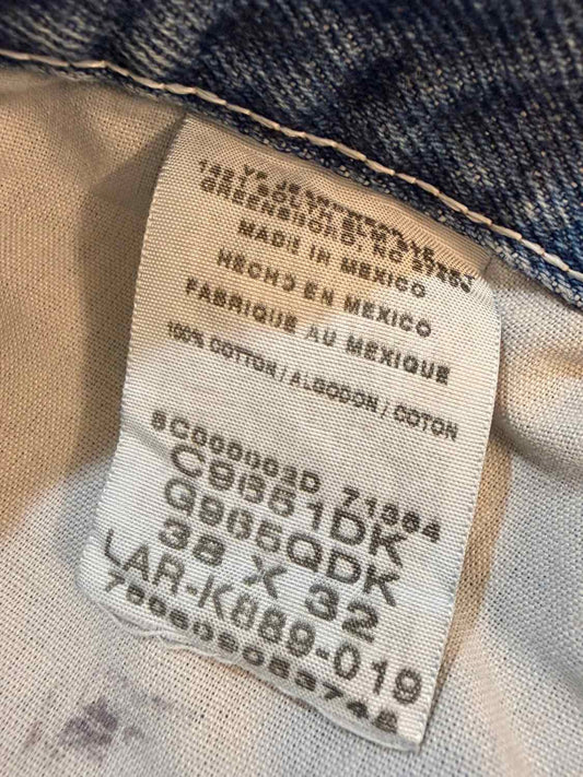 Étiquette jeans Levi's taille 32x32, 100% coton, fabriqué au Mexique