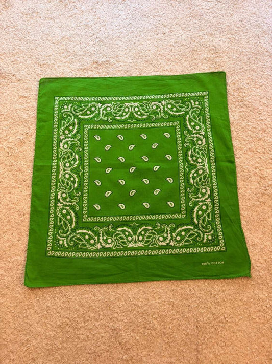 Bandana Vert - Motifs Blanc - Unisexe