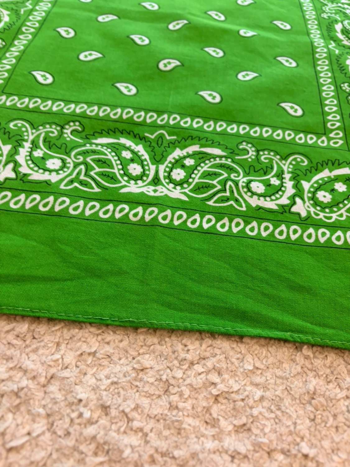 Bandana Vert - Motifs Blanc - Unisexe