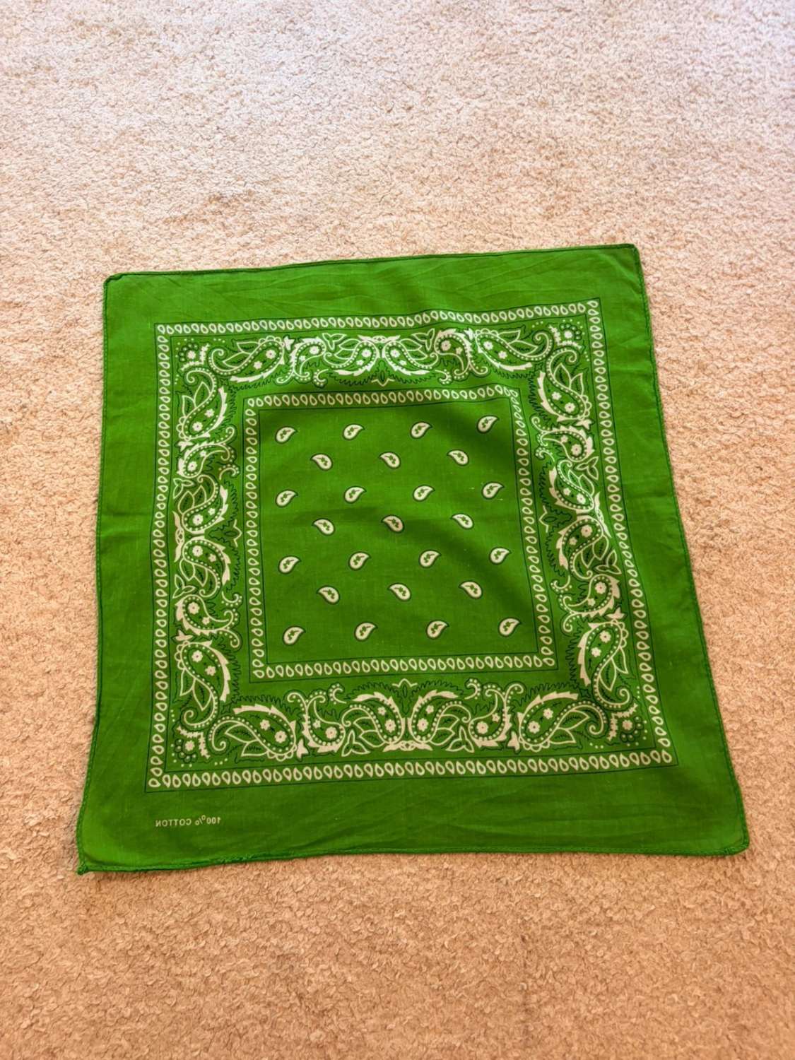 Bandana Vert - Motifs Blanc - Unisexe