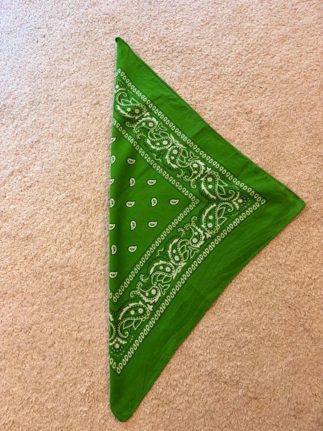 Bandana Vert - Motifs Blanc - Unisexe