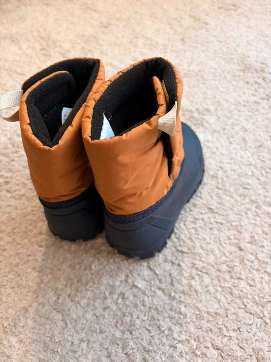 Bottes d'hiver enfant orange et noires, doublure chaude, semelle antidérapante, seconde main