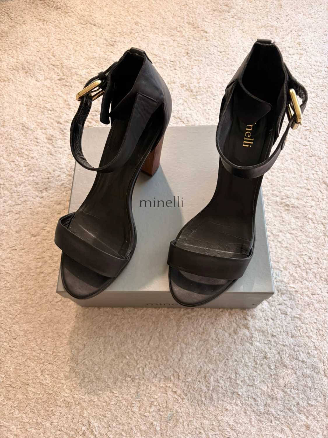 👠 Sandales à talons hauts Minelli - Cuir noir - T.39