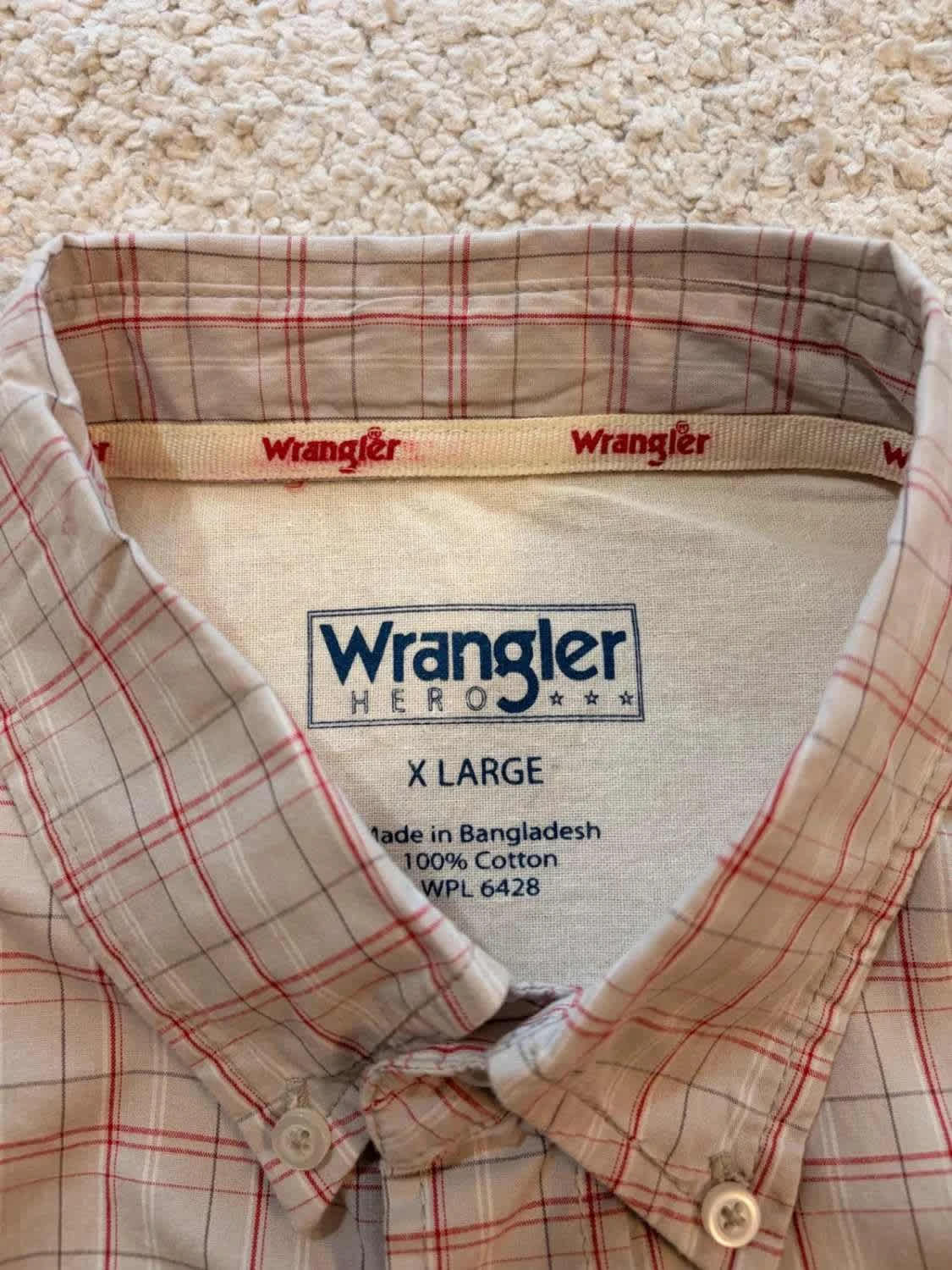 Chemise Wrangler Hero - Carreaux Beige/Rouge/Blanc - Taille XL